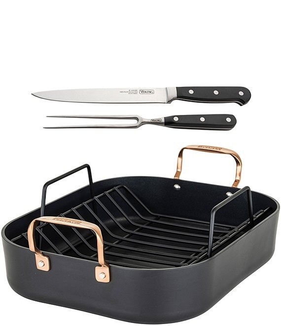 Viking Hard Anodized Nonstick Roaster with Rack & Carving Set