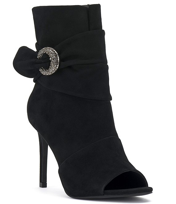 Vince Camuto Antaya Peep Toe Suede Rhinestone Booties Dillard s