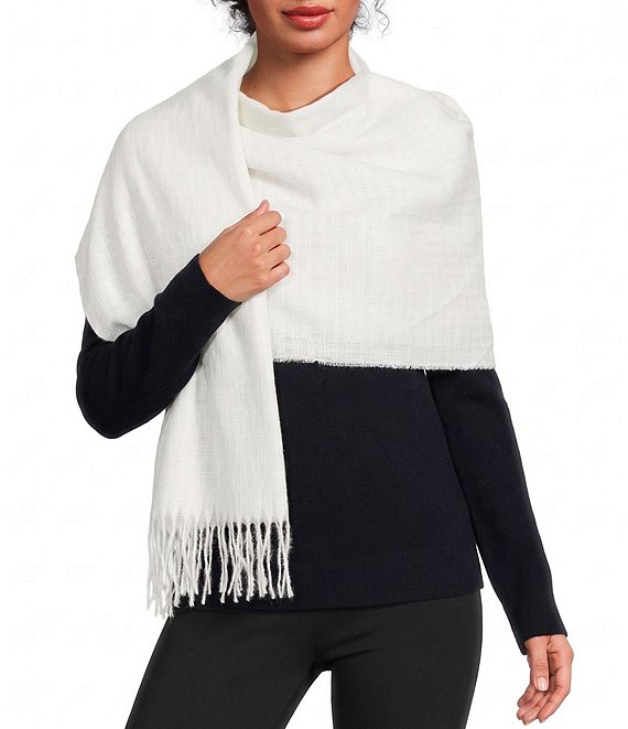 Vince Camuto Box Check Weave Solid Feather Soft Scarf Wrap