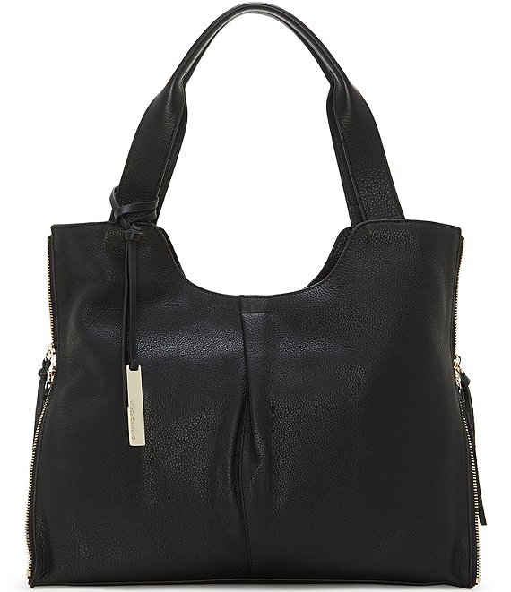 Color:Black - Image 1 - Corla Black Leather Tote Bag