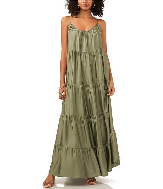 Vince Camuto Crew Neck Sleeveless Maxi A-Line Dress | Dillard's