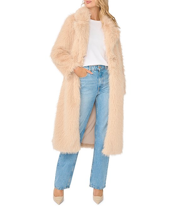 Vince Camuto Faux Fur Notch Collar Long Jacket