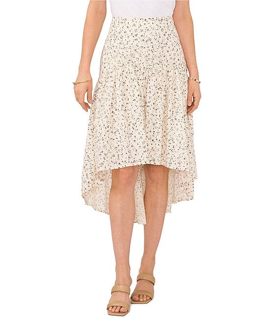 Vince Camuto Floral Print Ruffled High-Low Hem Skirt | Dillard's