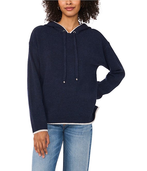 Long Sleeved Contrast Hooded Sweater Long Sleeved Contrast Hooded Sweater