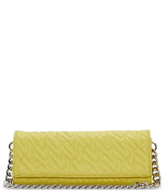 Color:Dark Yellow - Image 1 - Kokel Quilted Leather Silver-Tone Strap Clutch