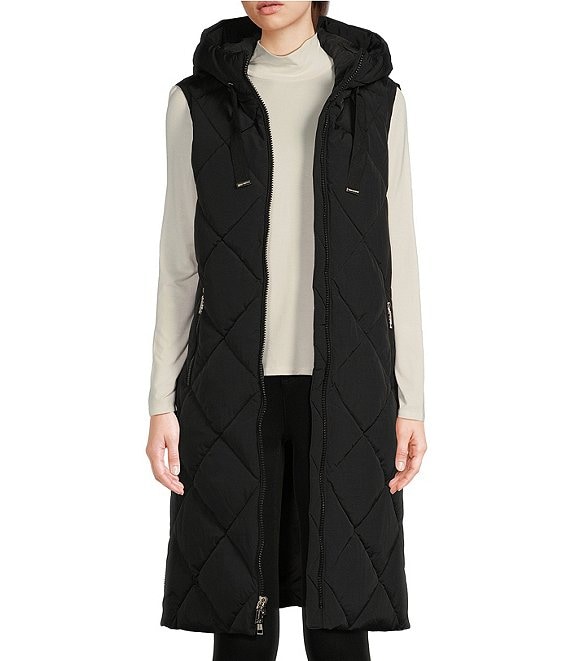 Vince Camuto Kylie Quilted Hooded Water-Resistant Maxi Vest | Dillard's