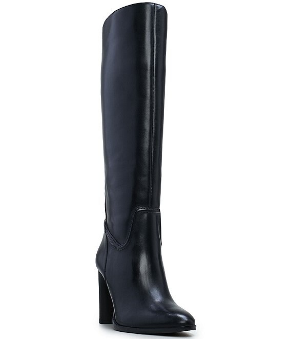 Color:Black - Image 1 - Evangee Leather Knee High Boots