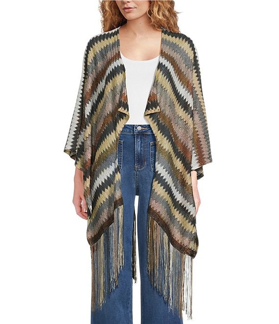 Vince Camuto Multi Striped Fringe Topper