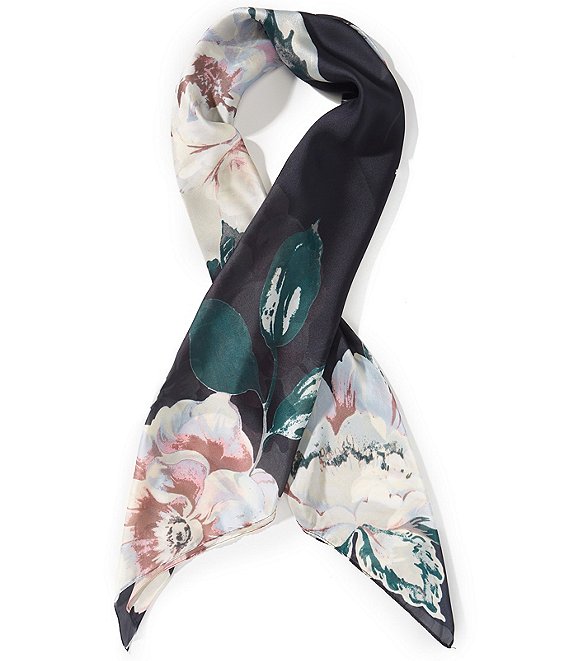 Vince Camuto Painterly Rose Satin Square Scarf