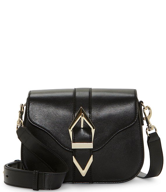 Color:Black - Image 1 - Passo Leather Crossbody Saddle Bag