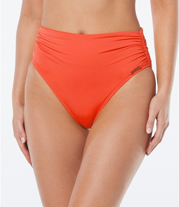Vince Camuto Women's Crochet High-neck Ring Bikini Top In Orange
