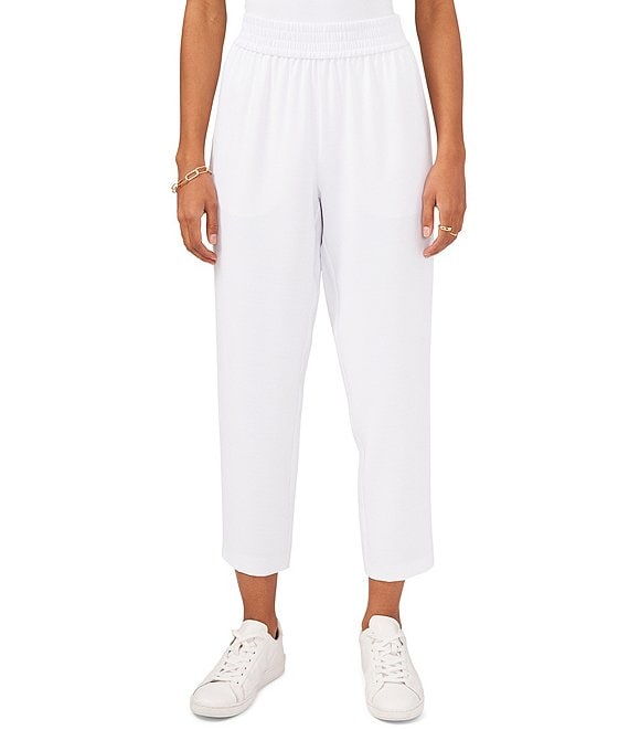 Color:New Ivory - Image 1 - Rumple High Waisted Straight Leg Pull-On Ankle Pants