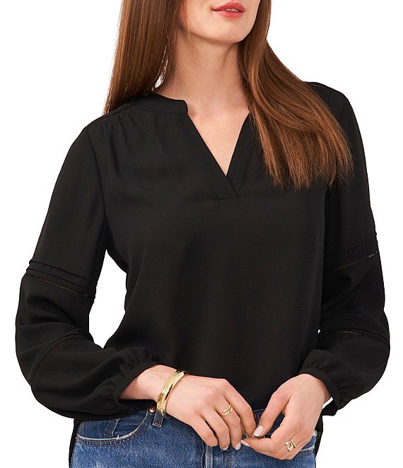 Vince Camuto Split Round Neck Long Sleeve Blouse | Dillard's