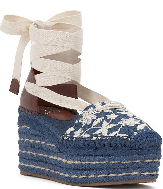 Espadrille wedge fashion ankle wrap