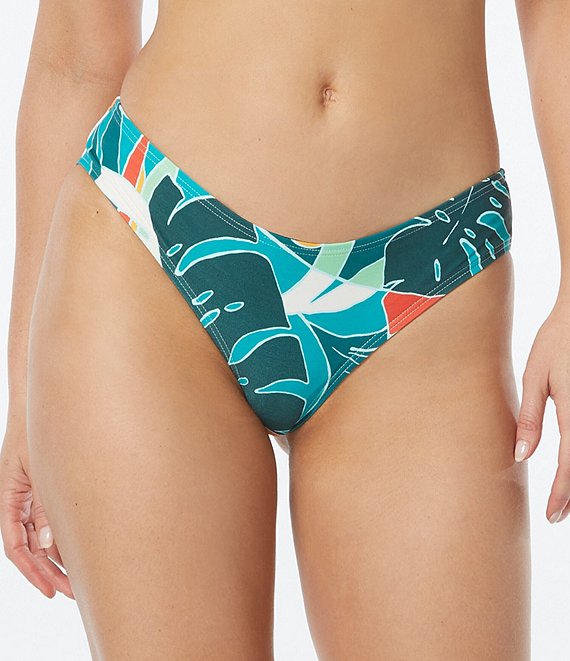 Vince Camuto Tropical Print Scoop Waist Shirred Back Cheeky Swim Bottom