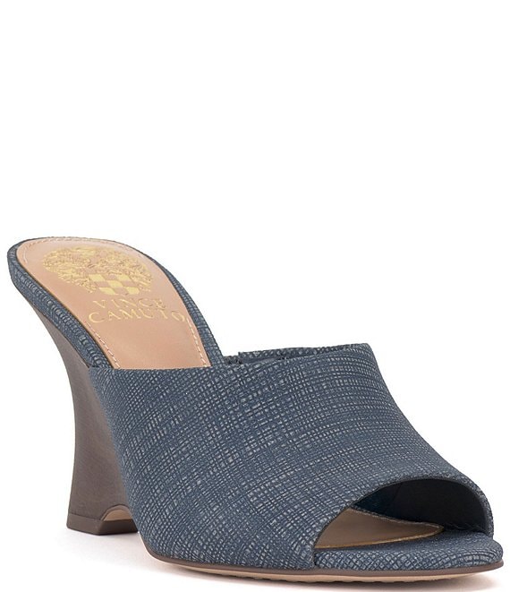 Vince Camuto Vilty Linen Embossed Fabric Sculpted Wedge Slides | Dillard's