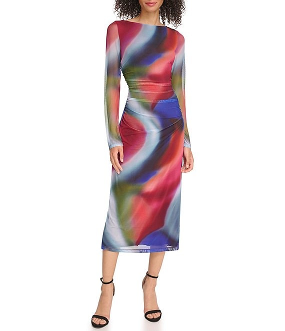  Dresses for Women - Brush Print Bodycon Dress (Color