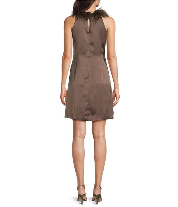vince camuto halter neck sleeveless dress Woven Feather Ebay