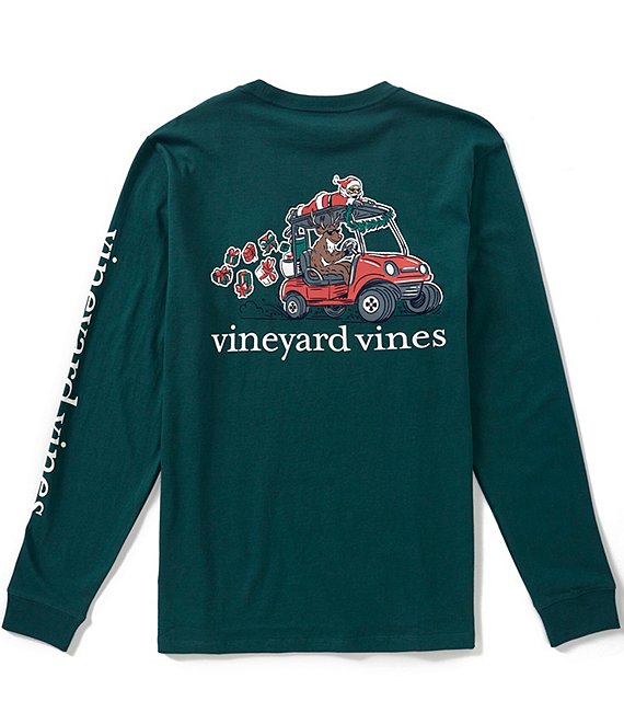 Vineyard Vines Santa Driving Long Sleeve Pocket T-Shirt