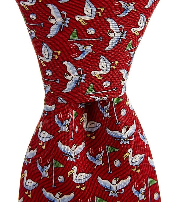 Vineyard Vines Under Par 3#double; Narrow Silk Tie, Lighthouse Red - Image 1