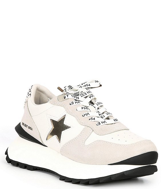 Color:White/Grey Cheetah - Image 1 - Major Star Leather and Suede Platform Sneakers