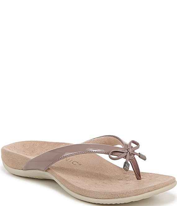 Vionic Bella Patent Bow Detail Thong Slip On Sandals Dillard s