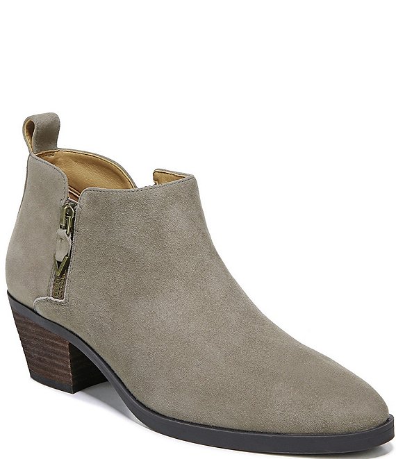 Color:Stone - Image 1 - Cecily Suede Side Zipper Booties