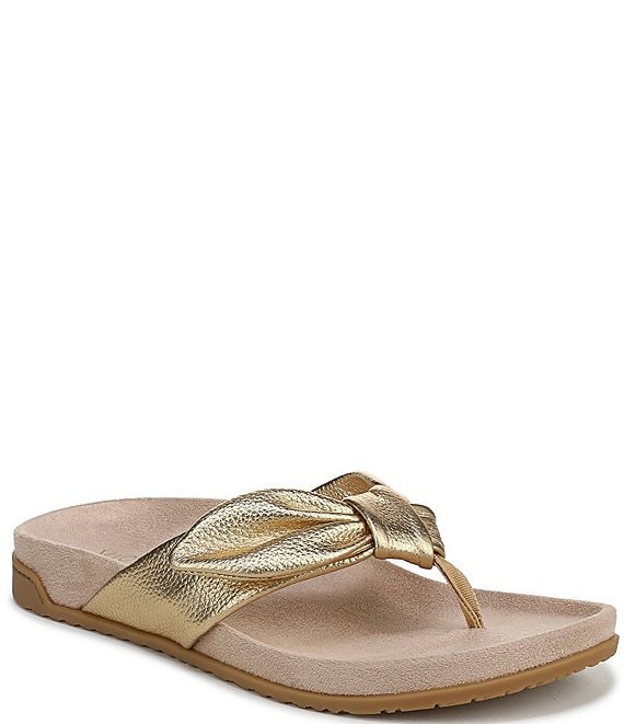 Vionic Eva Leather Bow Detail Thong Sandals