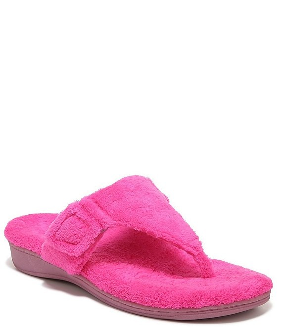 Color:Pink Glo Terry - Image 1 - Forever Terry Adjustable Thong Sandals