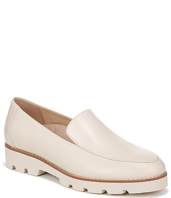 Color:Cream - Image 1 - Kensley Leather Slip-On Lug Sole Platform Loafers