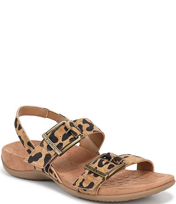 Vionic Reese Suede Leopard Print Sandals