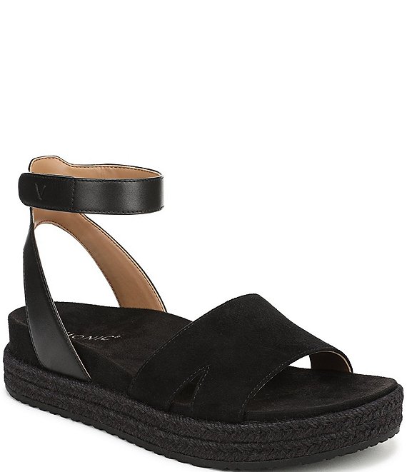 Vionic Yucca Suede Ankle Wrap Platform Espadrille Sandals