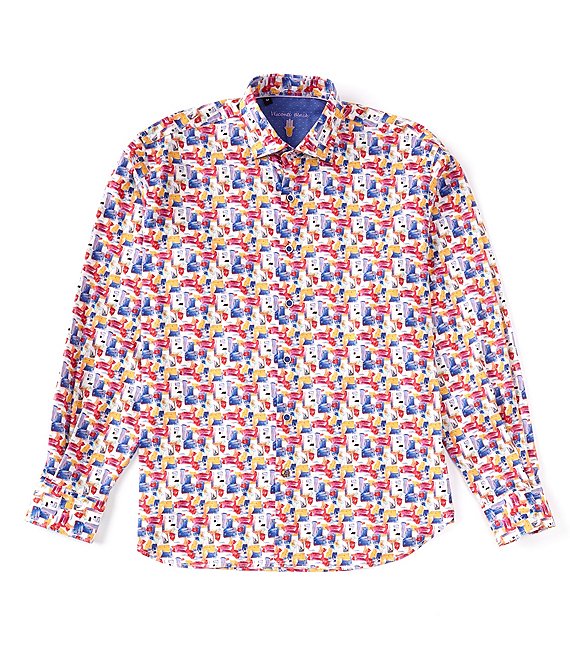 Visconti Big & Tall Multi-Color Print Long Sleeve Woven Shirt