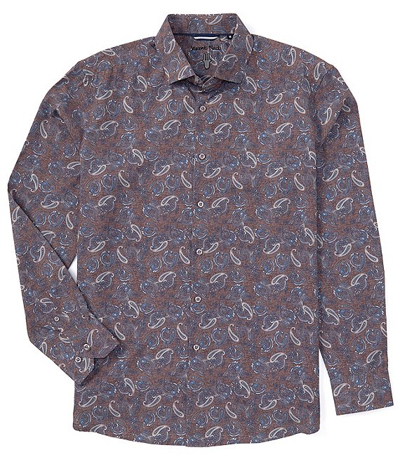 【SATIIIZ】Lebe Pigment Printing Long Sleeve Visconti Performance Stretch Paisley Print Long Sleeve Woven