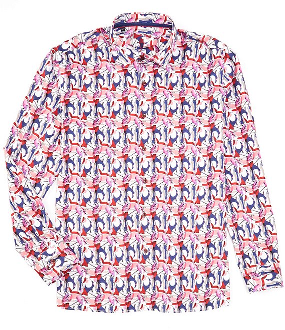 Visconti Stretch Swirl Print Long Sleeve Woven Shirt | Dillard's