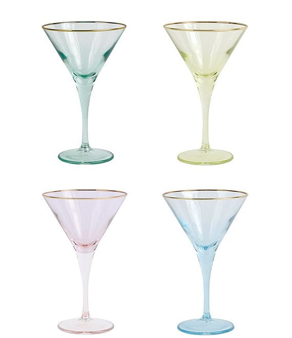 Viva by VIETRI Rainbow Assorted Martini Glasses, Set of 4