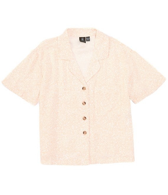 Volcom Big Girls 7-16 Short Sleeve Static Bloom Floral Button-Front Camp Shirt