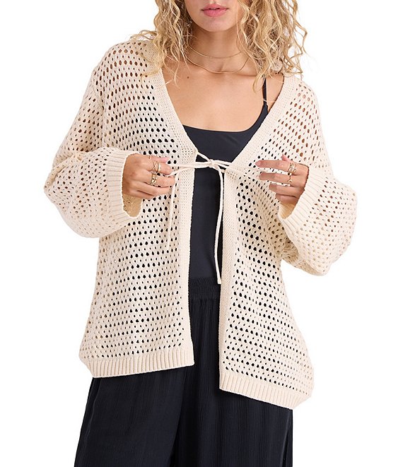 Volcom Go Go Tie Front Open Knit Cardigan