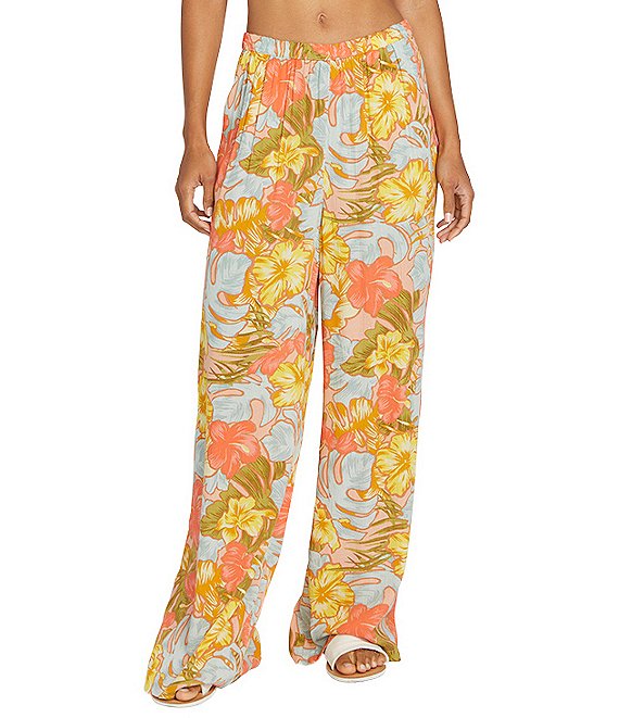 Volcom Let's Luau Mid Rise Tropical Print Wide Leg Pants | Dillard's