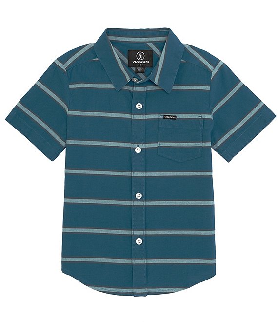 Volcom Little Boys 2T-7 Short-Sleeve Sayzon Stripe Chambray Shirt