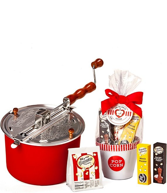 Wabash Valley Farms For the Love of Popcorn & Metal Gears Whirley Pop Red Popcorn Maker Set