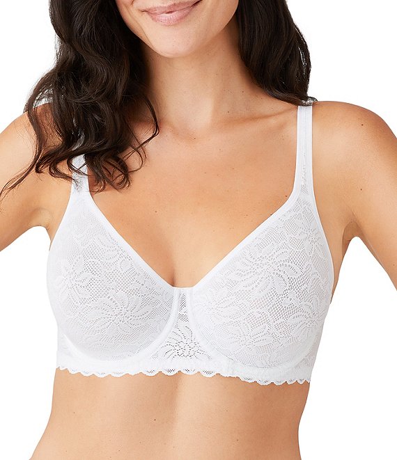 $60 34DD Wacoal White Soft Cup Sports Bra No Wire Adjustable Back+Straps  852170
