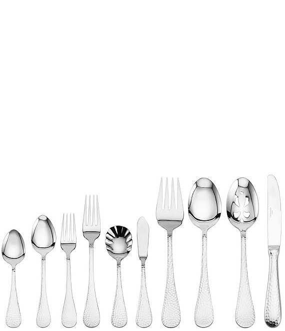 Wallace Silversmiths Continental Hammered 65-Piece Stainless Steel Flatware Set