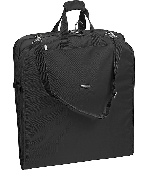 Color:Black - Image 1 - 42#double; Garment Bag with Two Pockets and Shoulder Strap