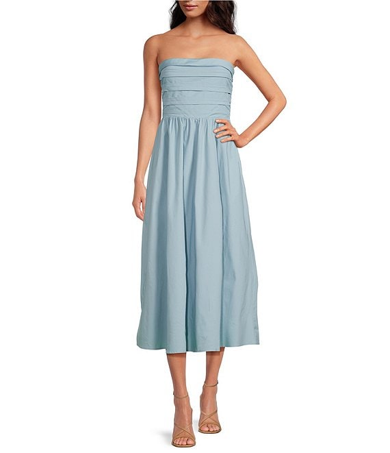 WAYF Square Neck Sleeveless Ruched Midi Dress | Dillard's