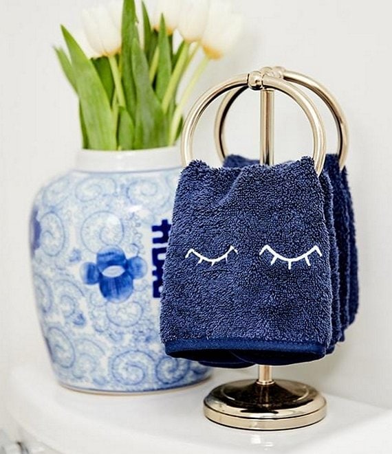 Weezie Embroidered-Applique Makeup/Eyelid Organic Cotton Makeup Towels, Set of 2