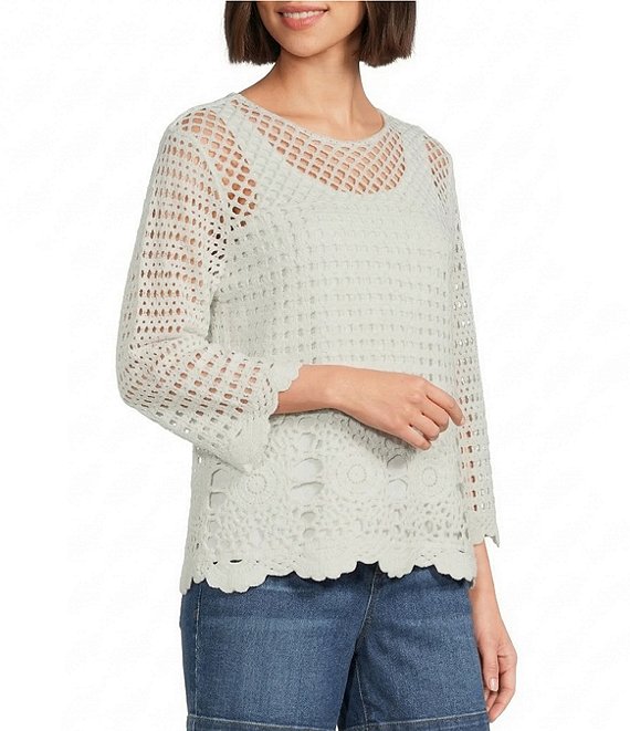 Westbound 3/4 Sleeve Crochet Top