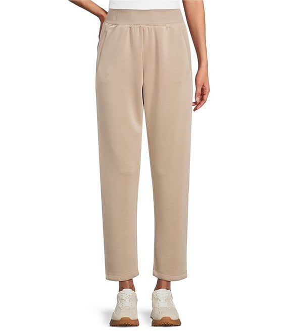 Westbound ULTRA LUXE Athleisure Coordinating Cropped Lounge Straight Leg Pull On Pants, Almond - Image 1
