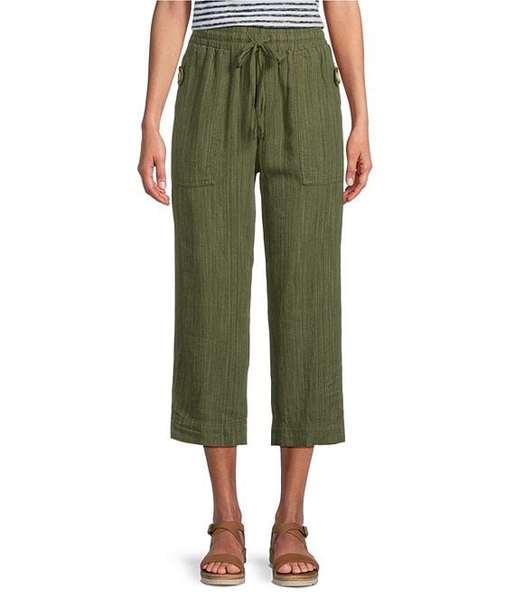 Westbound Crop High Rise Pull-On Linen-Blend Utility Pants | Dillard's