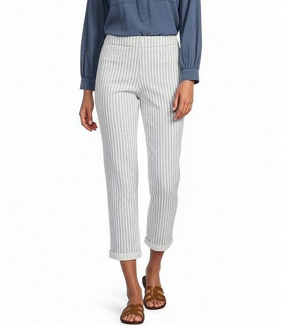 Westbound Herringbone Striped High Rise Crop Pants